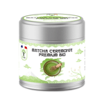 Boite de matcha cérémonie premium bio Bioptimal sur fond blanc