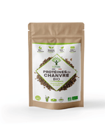Sachet de protéines de chanvre 500g Bioptimal présenté sur fond blanc