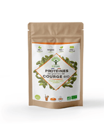 Sachet de protéines de graines de courge 500g Bioptimal présenté sur fond blanc