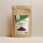 Sachet de superaliment açaï Bioptimal présenté sur fond beige