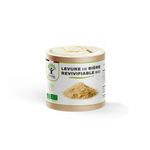 Complément alimentaire levure de bière revivifiable bio Bioptimal présenté en boîte sur fond blanc