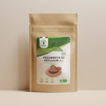 Sachet de superaliment téguments de psyllium Bioptimal présenté sur fond beige.