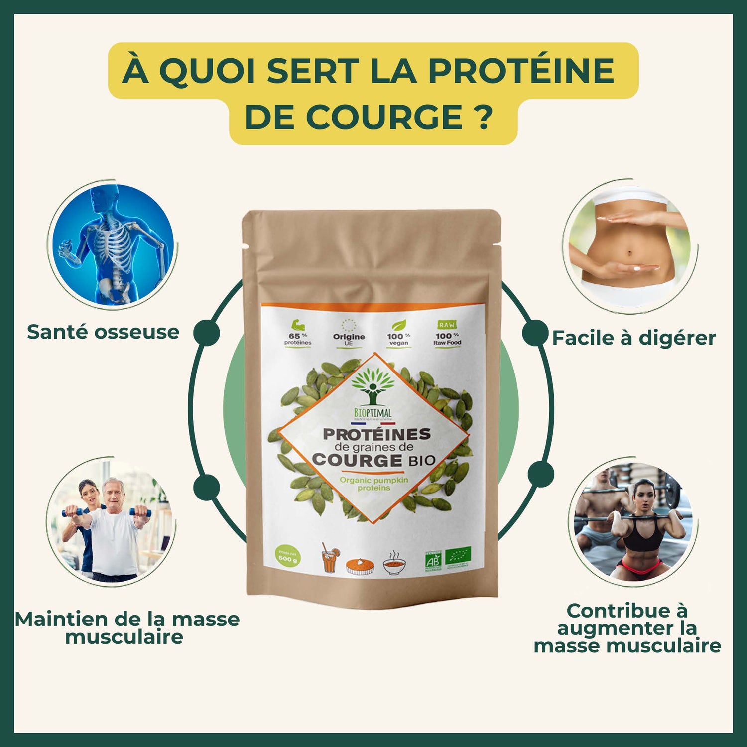 Protéines de courge bio poudre - Bioptimal