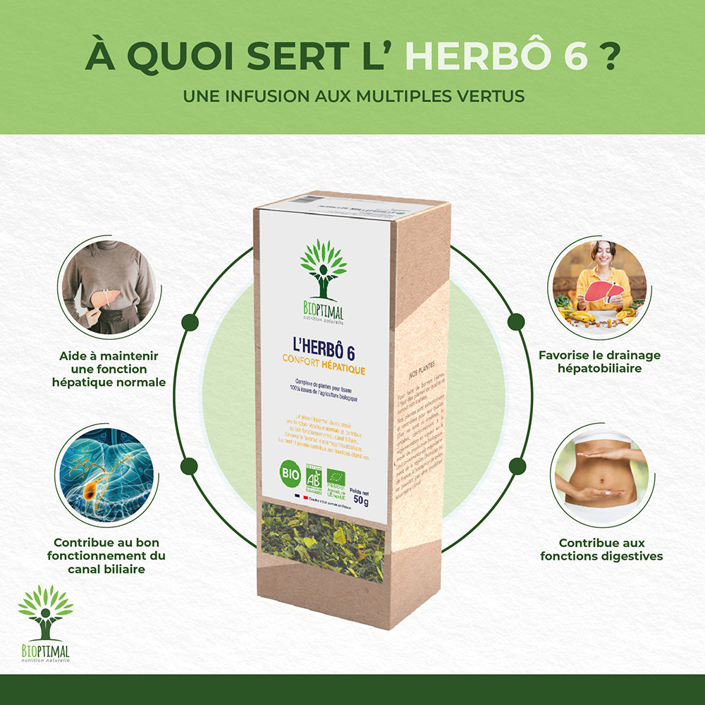 L'herbô 6 confort hépatique -  Bioptimal