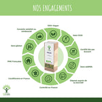 Nos Engagement pour infusion Anis Vert : 100% Vegan, Sans OGM, Certifié bio par Ecocert, Sans additifs, Déposé auprès de la DGCCRF, Contrôlé en France, Conditionné en France, PME Française, Sans gluten, Garantie satisfait ou remboursé.