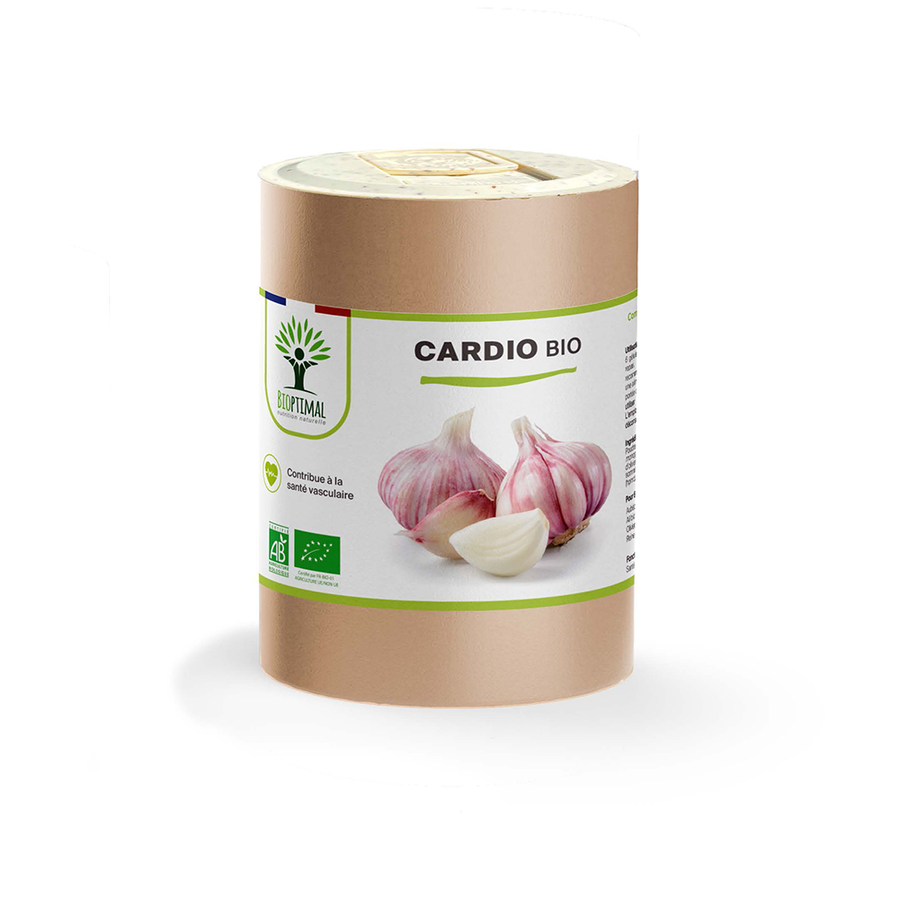 Complément alimentaire cardio bio Bioptimal présenté en boîte sur fond blanc