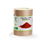 Complément alimentaire levure de riz rouge bio Bioptimal présenté en boîte sur fond blanc