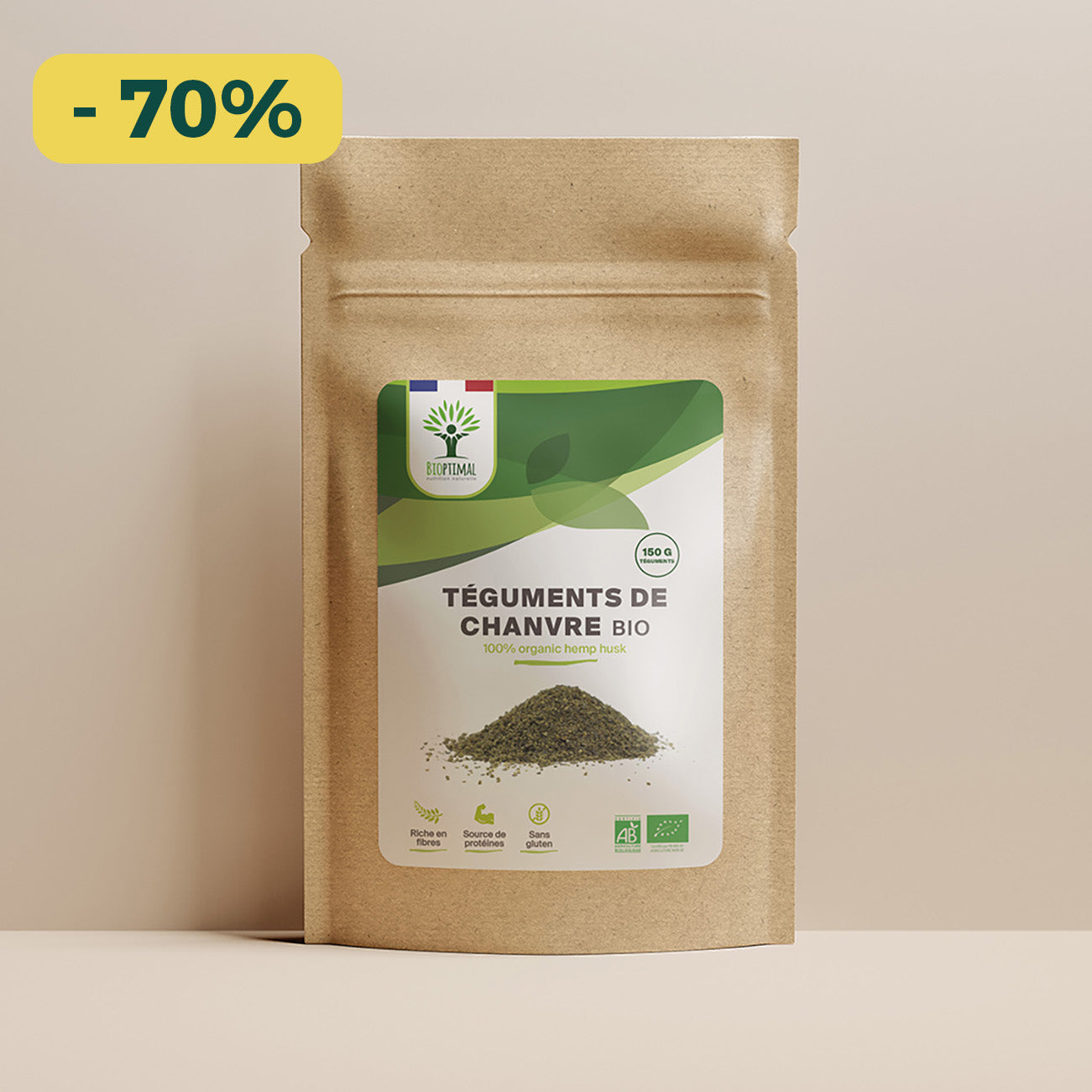 Téguments de graines de chanvre bio -  Bioptimal