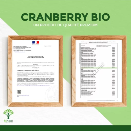 Cranberry Bio - Vaccinium macrocarpon - Complément alimentaire - Canneberge Sans Sucre - Fabriqué en France - Certifié Ecocert - Vegan