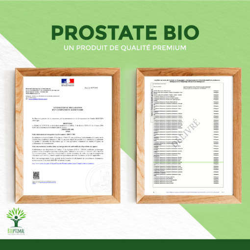 Prostate bio Bioptimal Complément alimentaire Gélules Protection Confort Urinaire Made in France Certifié par Ecocert