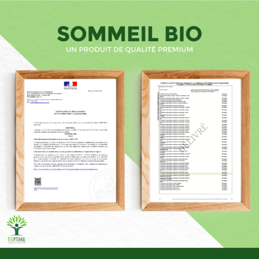 Sommeil Bioptimal Complément alimentaire Trouble du Sommeil Remède pour mieux Dormir Made in France Certifié par Ecocert Gélules