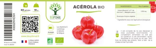 Acérola bio Complément alimentaire gélule Energie Vitamine C