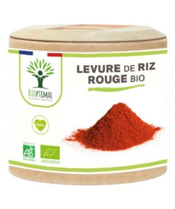 Levure de riz rouge bio Bioptimal Complément alimentaire Tension Circulation Hypertension Made in France Certifié par Ecocert