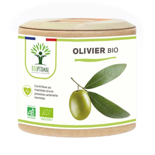 Olivier bio Bioptimal Complément alimentaire Gélules Circulation sanguine Hypertension Fabriqué en France Certifié par Ecocert