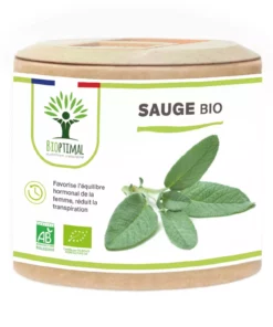 Sauge bio - Salvia officinalis - Complément alimentaire - Cycle menstruel Activité hormonale Transpiration Digestion - Fabriqué en France - Vegan