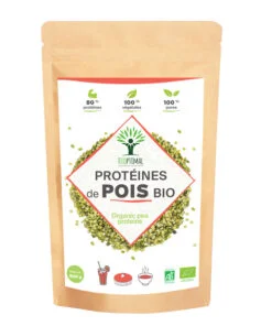 Protéine de pois bio Bioptimal Whey Végétale 80% Protéines 12% BCAA Haute Digestibilité Sans Édulcorants, OGM ou Additifs Made in France