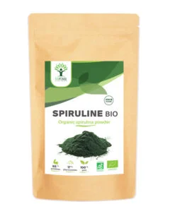 Spiruline bio Bioptimal Superaliment Complément Alimentaire Poudre 65% Protéines 14% BCAA 17% Phycocyanine Fer Energie Sport Immunité 100% Spiruline pure Bioptimal Conditionné en France Certifié Ecocert