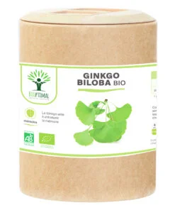 Ginkgo biloba bio Bioptimal Complément alimentaire Mémoire Démence Vertige Made in France Certifié par Ecocert