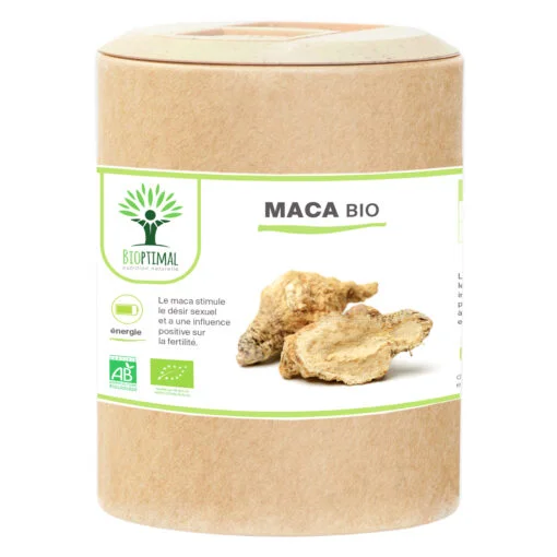 Maca bio Bioptimal Complément Alimentaire Superaliment BCAA Energie Fertilité Aphrodisiaque Made in France Certifié par Ecocert