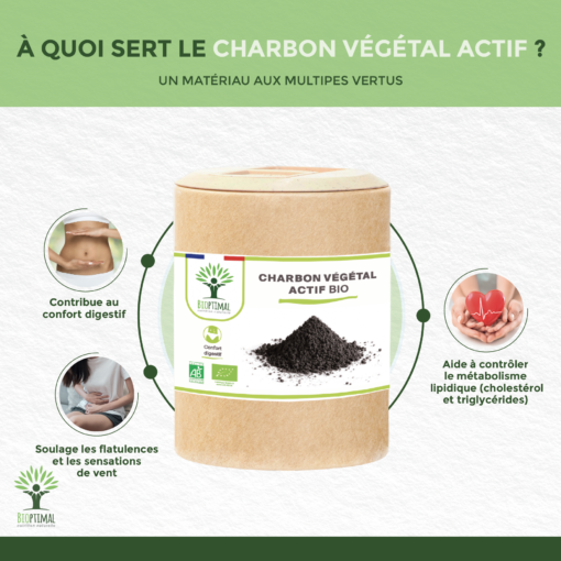 Charbon végétal actif activé en gélules complément alimentaire ventre plat minceur France