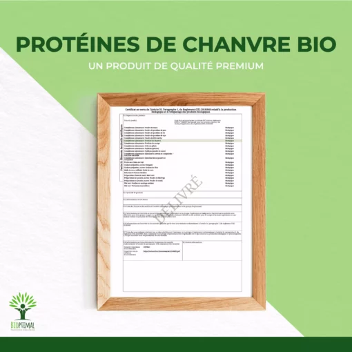 Protéine de Chanvre Bio - 50% de Protéines - BCAA Oméga 3 - Poudre de Graine de Chanvre Crue - Conditionné en France - Certifié par Ecocert - Vegan
