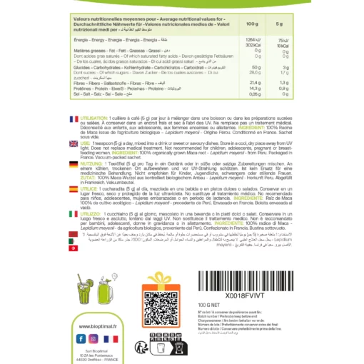 Maca Bio - Racine de Maca jaune en poudre - Origine Pérou - Énergie Libido Fertilité - Qualité premium - 100% Pur - Conditionné en France - Vegan