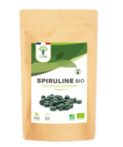 Spiruline bio Bioptimal Superaliment Complément Alimentaire Comprimés 65% Protéines 14% BCAA 17% Phycocyanine Fer Energie Sport Immunité 100% Spiruline pure Bioptimal Conditionné en France Certifié Ecocert