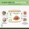 Psyllium Blond Bio - Complément alimentaire - Téguments - Digestion Transit Cholestérol - 320 mg de Poudre/Gélule - Fabriqué en France - Vegan