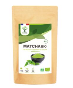 Thé matcha japonais bio Poudre Puissant Antioxydant Colorant Alimentaire Vert Cuisine et Infusion Produit au Japon Conditionné en France Certifié Ecocert