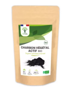 Charbon végétal actif bio en poudre - Digestion Ventre Plat Cholestérol - Colorant alimentaire Noir - Conditionné en France - Certifié Ecocert - Vegan