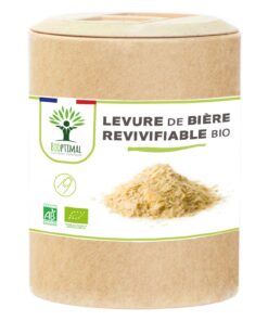 Levure de bière bio Bioptimal Complément alimentaire Digestion Ongles, cheveux, barbe Fabriqué en France Certifié par Ecocert