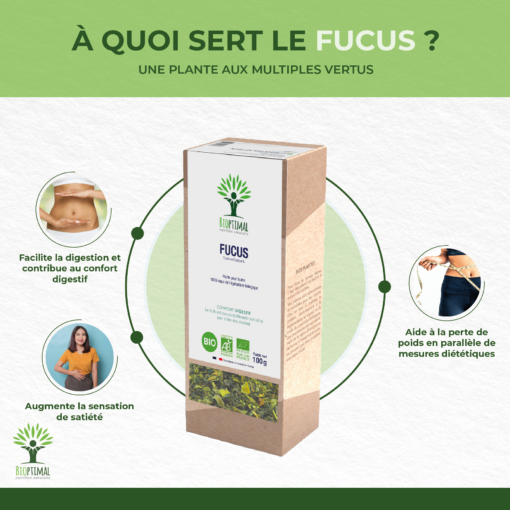 Fucus - Infusion bio - Digestion Perte de poids Satiété - 100% Thalle de fucus - Conditionné en France - Certifié par Ecocert